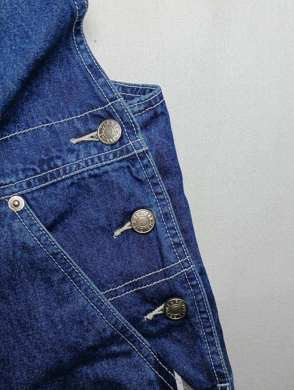 Vintage Revolt Clothing Womens Denim Bib Overalls 18 Dark Blue 40X32 Carpenter - Picture 4 of 11